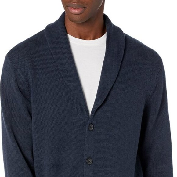 NWOT Goodthreads Men's Navy Cotton Button Front Shawl Collar Cardigan Size Small - Picture 1 of 6